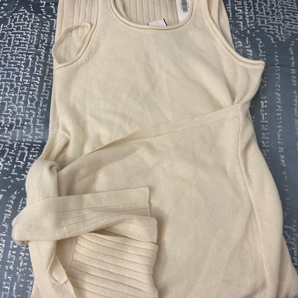 NWT JONATHAN SIMKHAI Flynn Recycled Cashmere Wrap Dress -Ivory - Picture 7 of 15